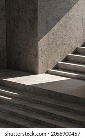 Wide, abstract, geometric fine art photography shots of granite, stone, or cement stairs and steps in black and shadow