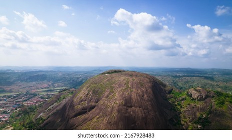 Wide Aerial Drone Shot Of Aso Rock In The Federal Capital Territory Of Nigeria