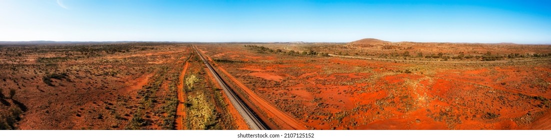 Wide aerial panorama of authentic australian outback around Broken Hill city in Far West of NSW.