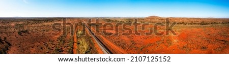 Wide aerial panorama of authentic australian outback around Broken Hill city in Far West of NSW.