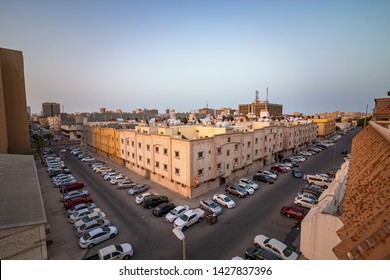 Wide Angle Aerial View O Dammam Rural Street.City Dammam County Saudi Arabia Photo Taken Month Of April 27 Year 2018