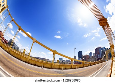 Wide Angle Image Of Roberto Clemente Bridge