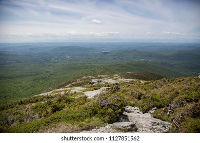 Wide Angle Landscape Shots From A Mountain Hike In North America. Mount Mansfield With An Arctic Tundra Peak, The Highest Mountain In Vermont, In The Spring And Summer On A Beautiful Sunny Day. 