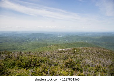 Wide Angle Landscape Shots From A Mountain Hike In North America. Mount Mansfield With An Arctic Tundra Peak, The Highest Mountain In Vermont, In The Spring And Summer On A Beautiful Sunny Day. 