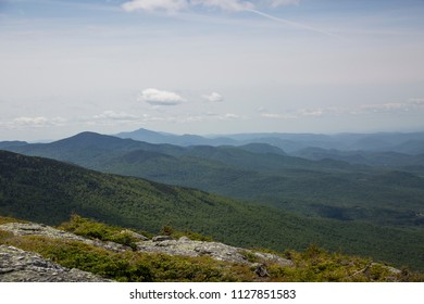 Wide Angle Landscape Shots From A Mountain Hike In North America. Mount Mansfield With An Arctic Tundra Peak, The Highest Mountain In Vermont, In The Spring And Summer On A Beautiful Sunny Day. 