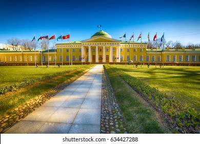 Wide angle lens image of Tauride Palace, Saint Petersburg, Russia. Home to the Interparliamentary Assembly of Member Nations of the Commonwealth of Independent States (IPA CIS).