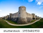 Wide angle of the medieval ramparts of the city of Provins near Paris