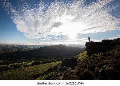 The Wide Angle Of Peak District Landscape With People Enjoying Their Activity