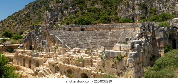 Wide angle photo of Myra ancient site in Demre, Antalya, Turkey.