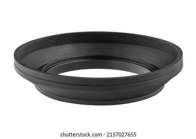 Wide Angle Rubber Lens Hood. Specialist Low Narrow Profile Collapsible Lens Hood for Short Focal Length Wide Angle Lenses 35mm or Less. Shallow Profile Screw on Rubber Lens Hood Clipping Path in JPEG