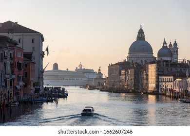 A Wide Angle Shot Of The Gallerie Dell'Accademia Museum Next To The Water In Venice, Italy