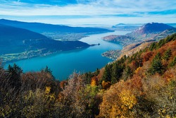 A Wide Angle Shot Of The Lake Annecy In France