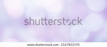 Wide Angle Soft Blurred Light Purple Bokeh Background. Abstract Delicate Defocused Texture. Panoramic header Wallpaper for website. Beautiful Web banner With Copy Space for design.