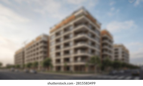 A wide angle view of a contemporary multi story residential building featuring multiple balconies and clean architectural lines during daylight.