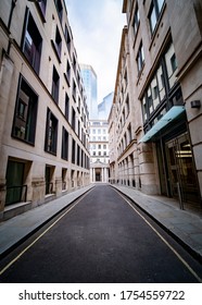 Wide angle view of empty city street 