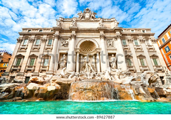 Wide Angle View Famous Trevi Fountain Stock Photo (Edit Now) 89627887