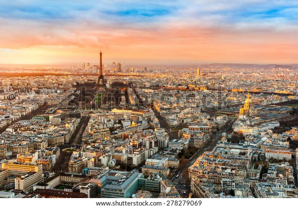 Wide Angle View Paris Twilight France Stock Photo Edit Now