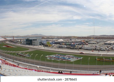 Wide angle view of race track