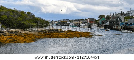 Similar – Image, Stock Photo Waterfront with small fishing boats in Spain Cadiz