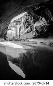 Wide angle,black and white, Vertical composition Golden Cathedral Neon Canyon Escalante National Park Utah