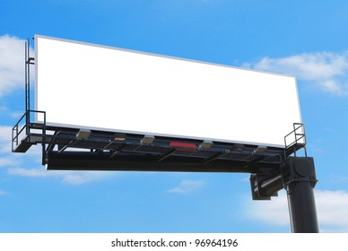 A Wide Blank Billboard Against Blue Sky