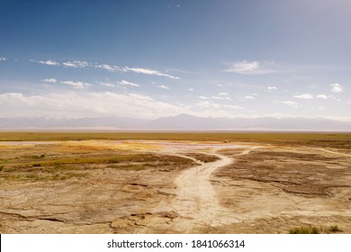 Wide Deserted Land With Curve Path.