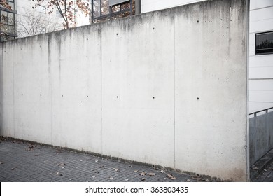 Wide And Empty Concrete Wall On The Street.