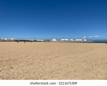 Wide Golden Sandy Beach Of Tangier, Morocco. September 30th 2022