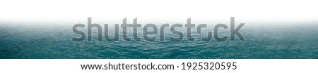 Wide horizontal copy space surface water texture for background. Water isolated with white room for text suitable for print or web banner. Panoramic image with calm relaxing clear sea top level.