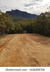 Wide Open Road, Dirt Trail Katoomba Blue Mountains National Park Australia Three Sister On The Horizon 