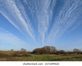 Wide Open Sky With Parallel Contrails  