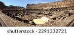 Wide Panorama Inside Roman Colosseum, Rome, Italy, Panoramic Ancient Rome