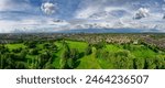 Wide panoramic image of Trafford in Greater Manchester UK 