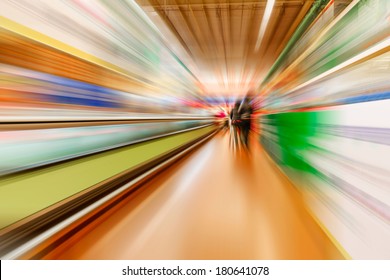 Wide Perspective Of Empty Supermarket Aisle