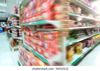 Wide Perspective Of Supermarket Aisle