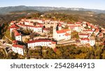 Wide photo from above of Karst village Stanjel. Shot in Slovenia.