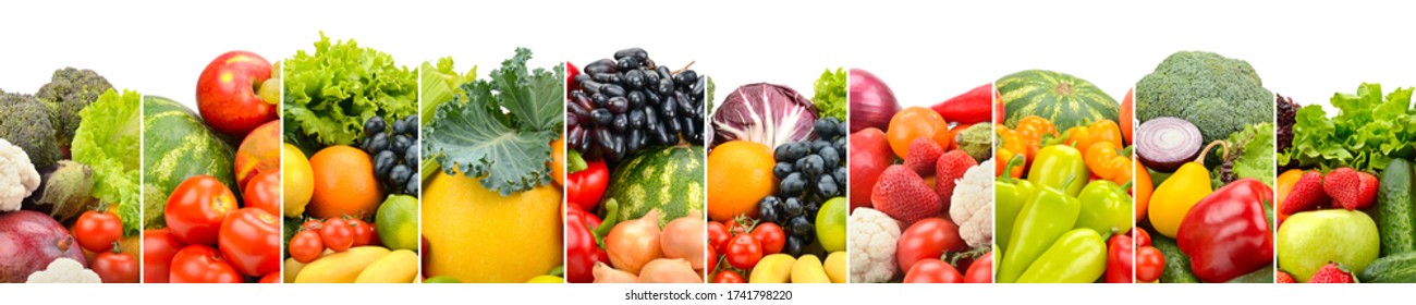 Wide Photo Multicolored Fresh Fruits Vegetables Stock Photo 1741798220 ...