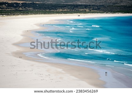 Wide sandy beach with waves, Noordhoek Beach, Cape Town, Western Cape, South Africa