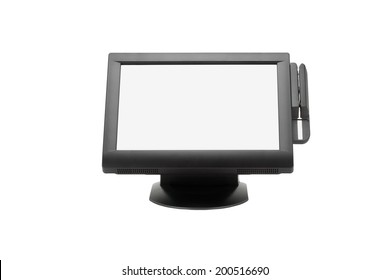 Wide Screen Point Of Sale System On White Background