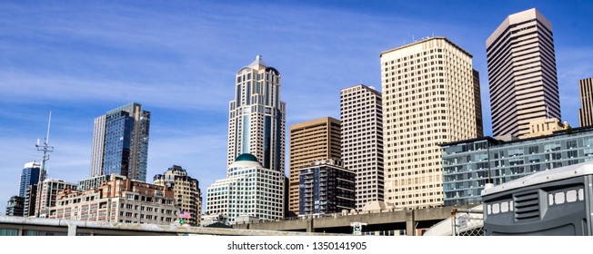 Wide Seattle skyline - Shutterstock ID 1350141905