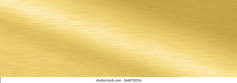 Wide Shiny Smooth Line Metal Gold Color Background Bright Vintage Brass Plate Chrome Panorama Texture Concept Simple Bronze Foil Panel Hard Backdrop Design, Panoramic Golden Light Polished Banner Top