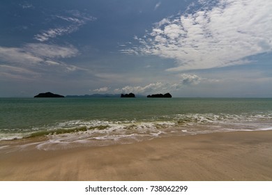 Wide shot of beach of Langkawi Island facing Andaman Sea