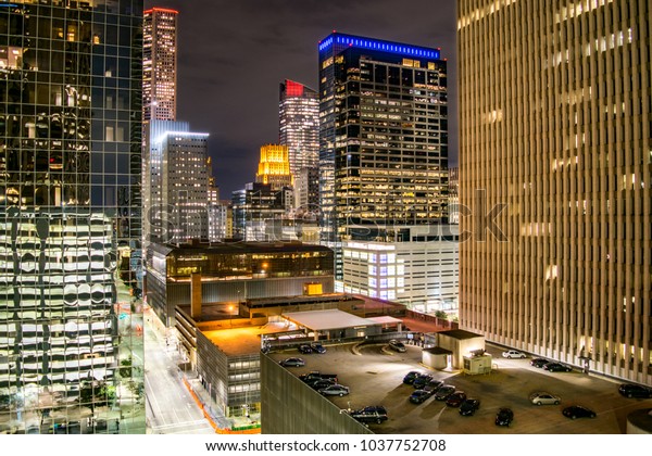 Wide Shot Downtown Houston Financial District Stock Photo Edit