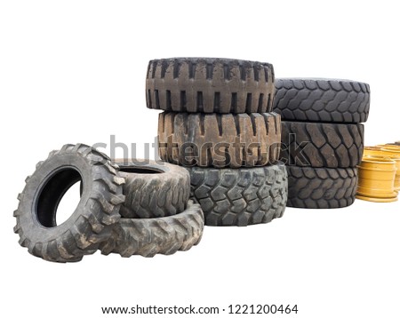 Wide Tires For Cars, Wide Shot Of Pile Of Old Tractor Tires Isolated On White Background Can Be Use, Wide Tires For Cars