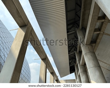 The wide span structure of the big building background.