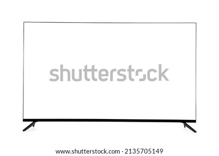 Wide TV with blank screen isolated on white