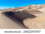 Wide view of high sand dunes, Great Sand Dunes National Park, Preserve Colorado, USA