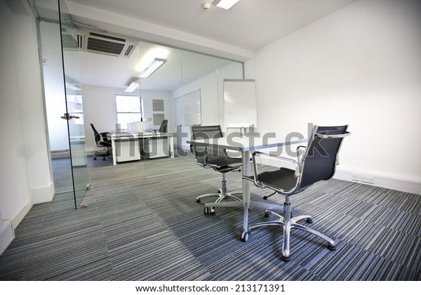 Wide view of office\
interior