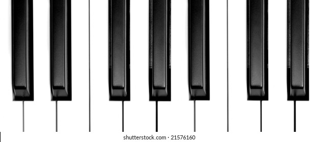 Wide View Of Piano Keys From Above