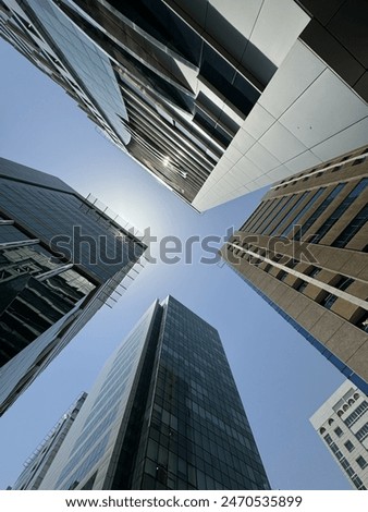 Wideangle view of buildings in UAE